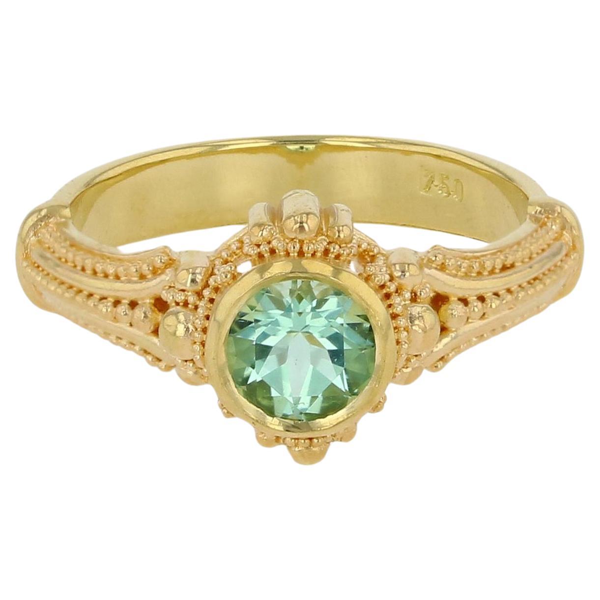Solitare Ring with Seafoam Tourmaline