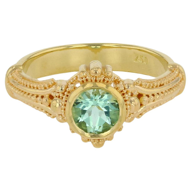 Solitare Ring with Seafoam Tourmaline