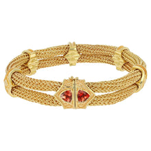 18Karat Gold Chain Bracelet with Sunstones and Fine Granulation