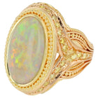 4ct Australian Opal and Yellow Diamond 18k Gold Cocktail Ring