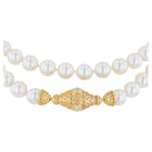 Kent Raible Double Strand Akoya Pearl Necklace, 18 K Gold and Diamond clasp