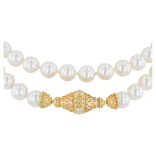 Kent Raible Double Strand Akoya Pearl Necklace, 18 K Gold and Diamond clasp
