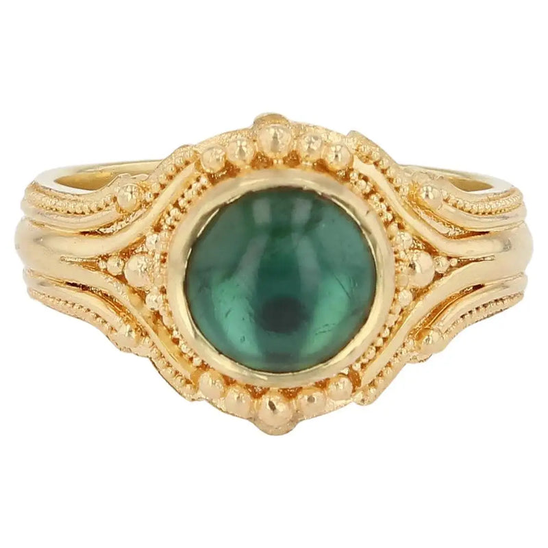 Kent Raible 18 Karat Tourmaline Ring with Gold Granulation