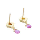 Diamond, Pink Sapphire Drop Earrings
