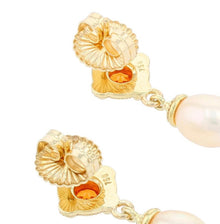 18 Karat Gold Pink Sapphire and Pearl Drop Earrings with Granulation