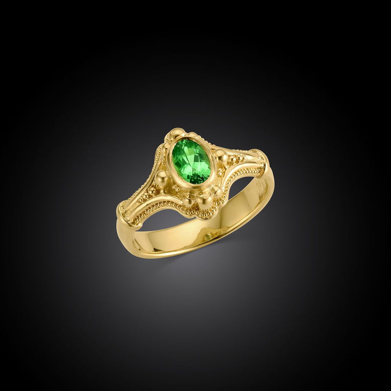 Deep Green Grossular Garnet Ring