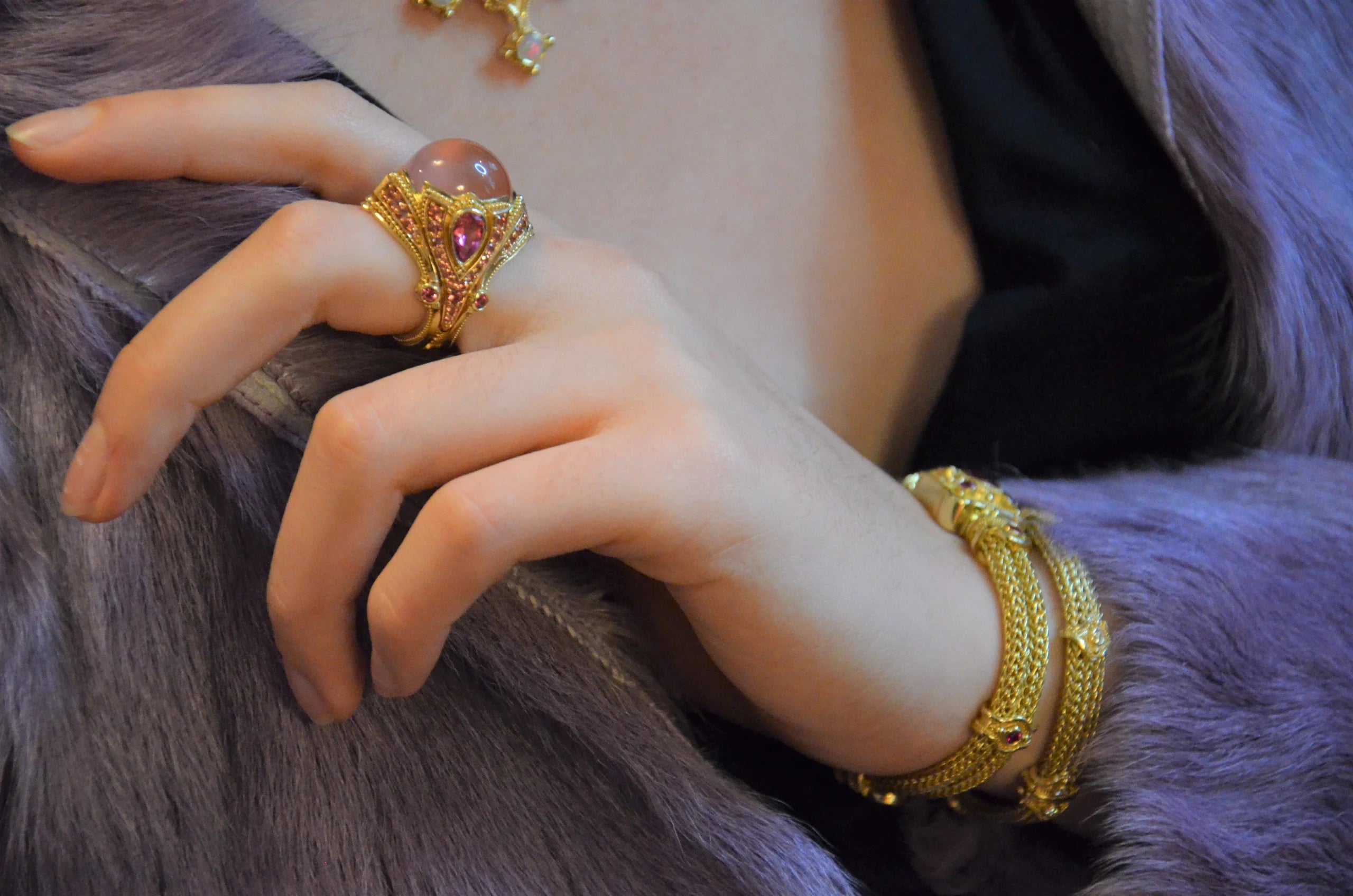 Wish Upon a Star Rose Quartz, Spinel and Sapphire Ring
