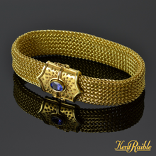 Wide Woven Chain Bracelet with Tanzanite