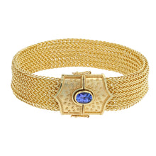 Wide Woven Chain Bracelet with Tanzanite