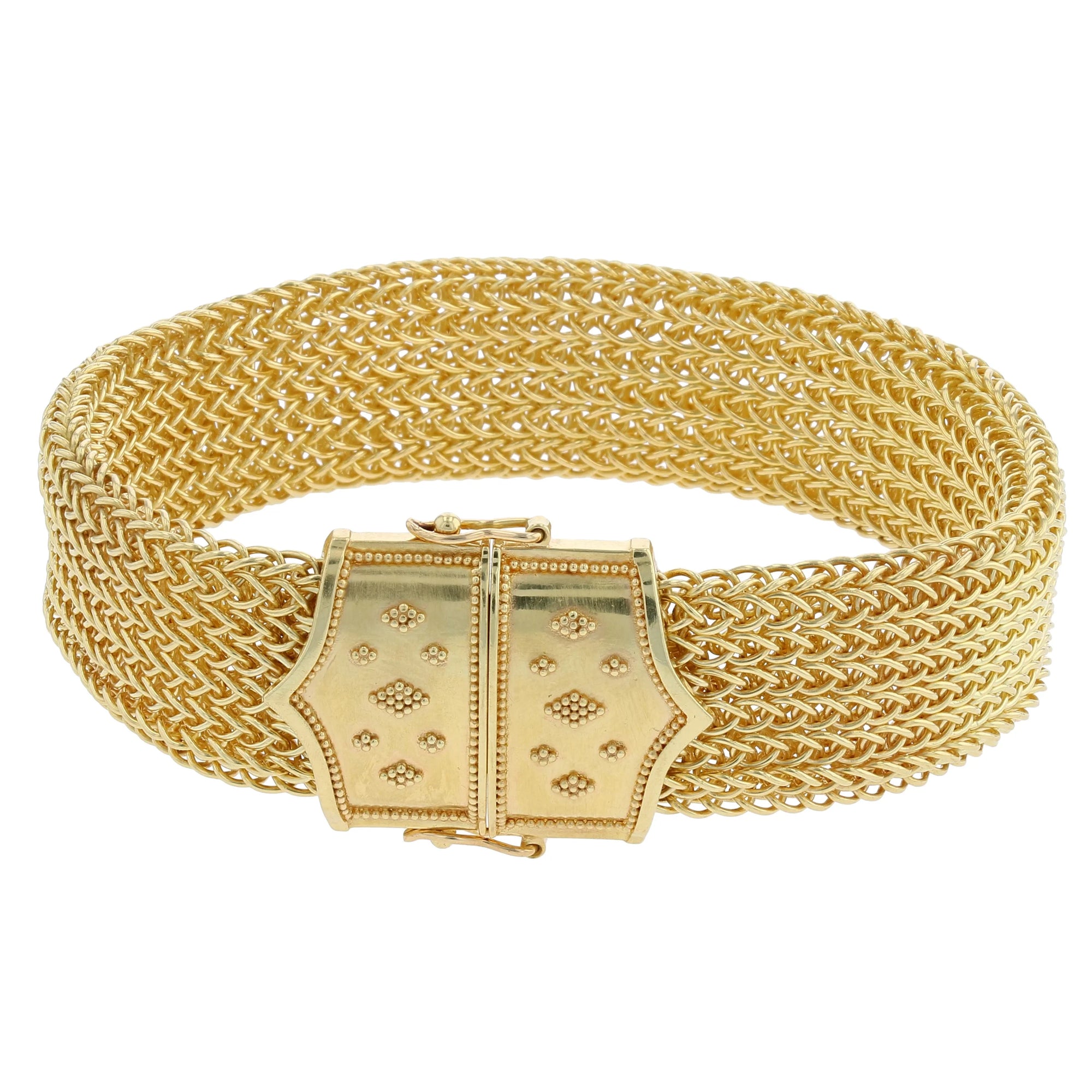Wide Woven Chain Bracelet with Tanzanite