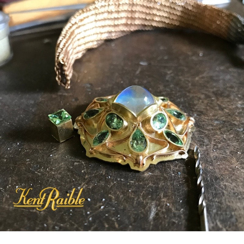 Rainbow Moonstone Mandala Pendant