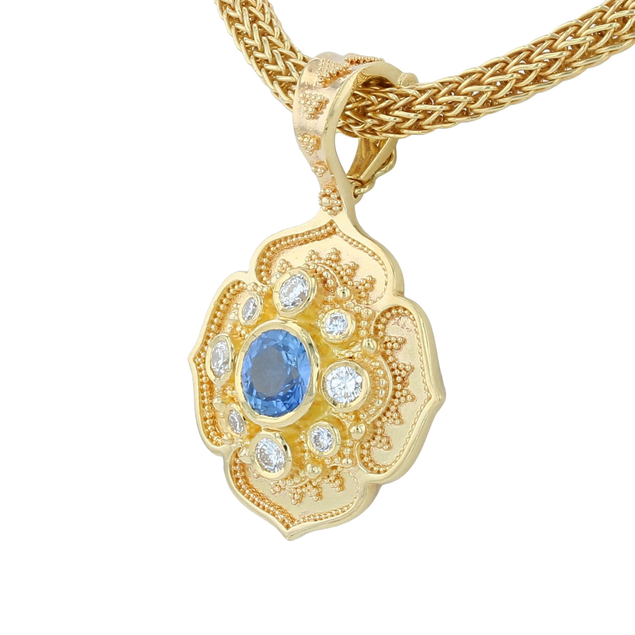 Natural Blue Sapphire Flower Necklace Enhancer Pendant