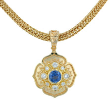Natural Blue Sapphire Flower Necklace Enhancer Pendant
