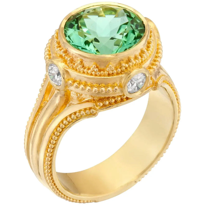 Seafoam Tourmaline, Diamond Cocktail ring