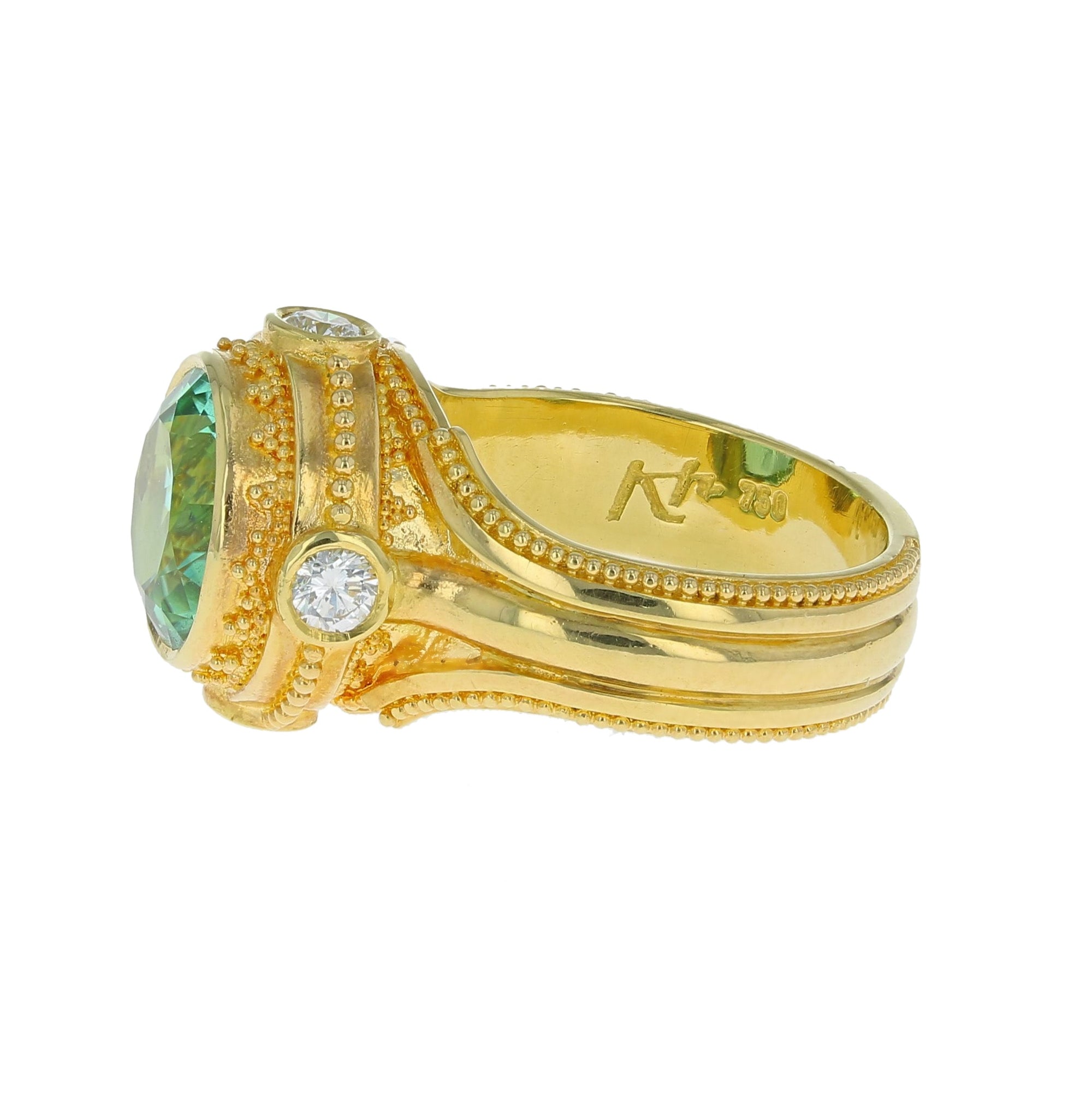 Seafoam Tourmaline, Diamond Cocktail ring