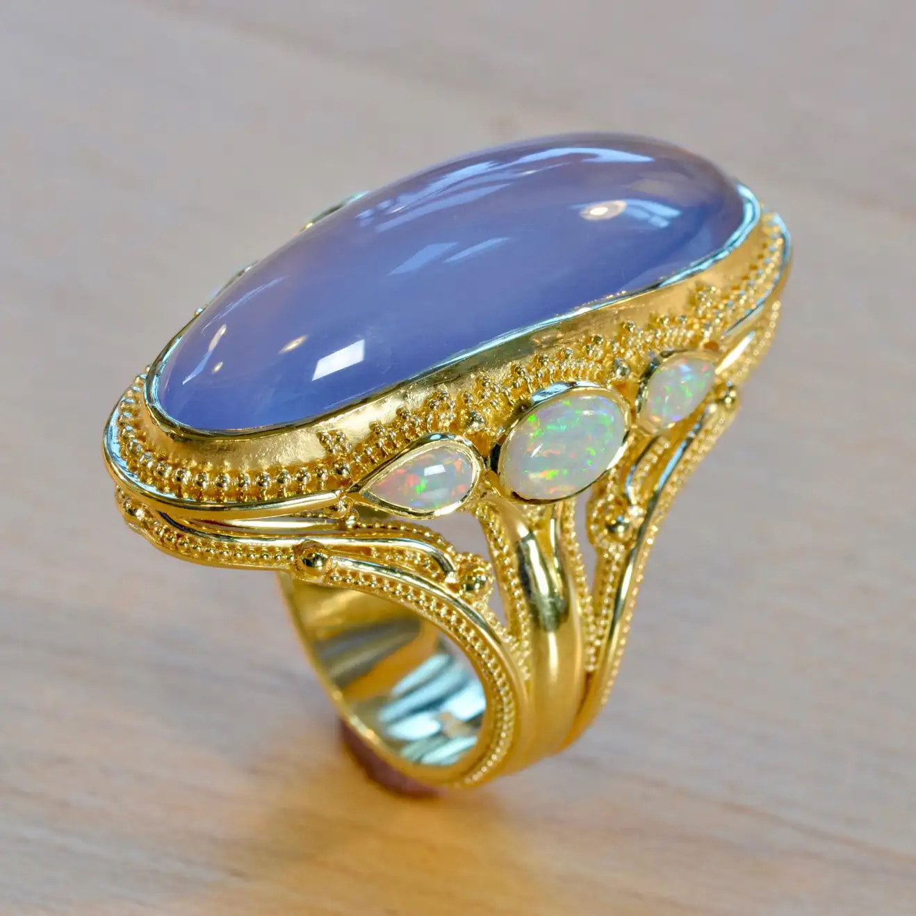 Chalcedony and Opal Cocktail Ring