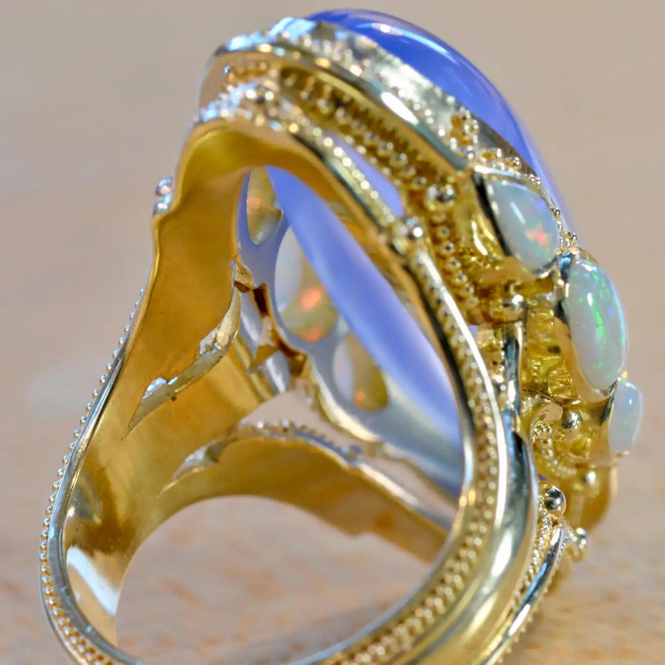 Chalcedony and Opal Cocktail Ring