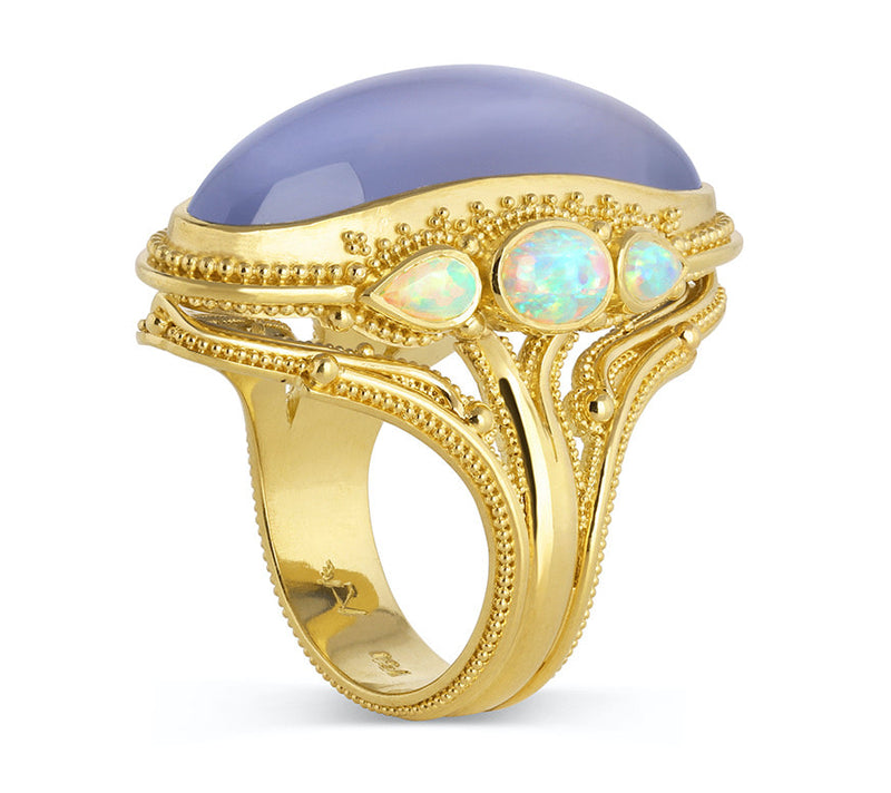 Chalcedony and Opal Cocktail Ring