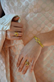 Princess Cut Pink Sapphire with Diamonds Cocktail Ring