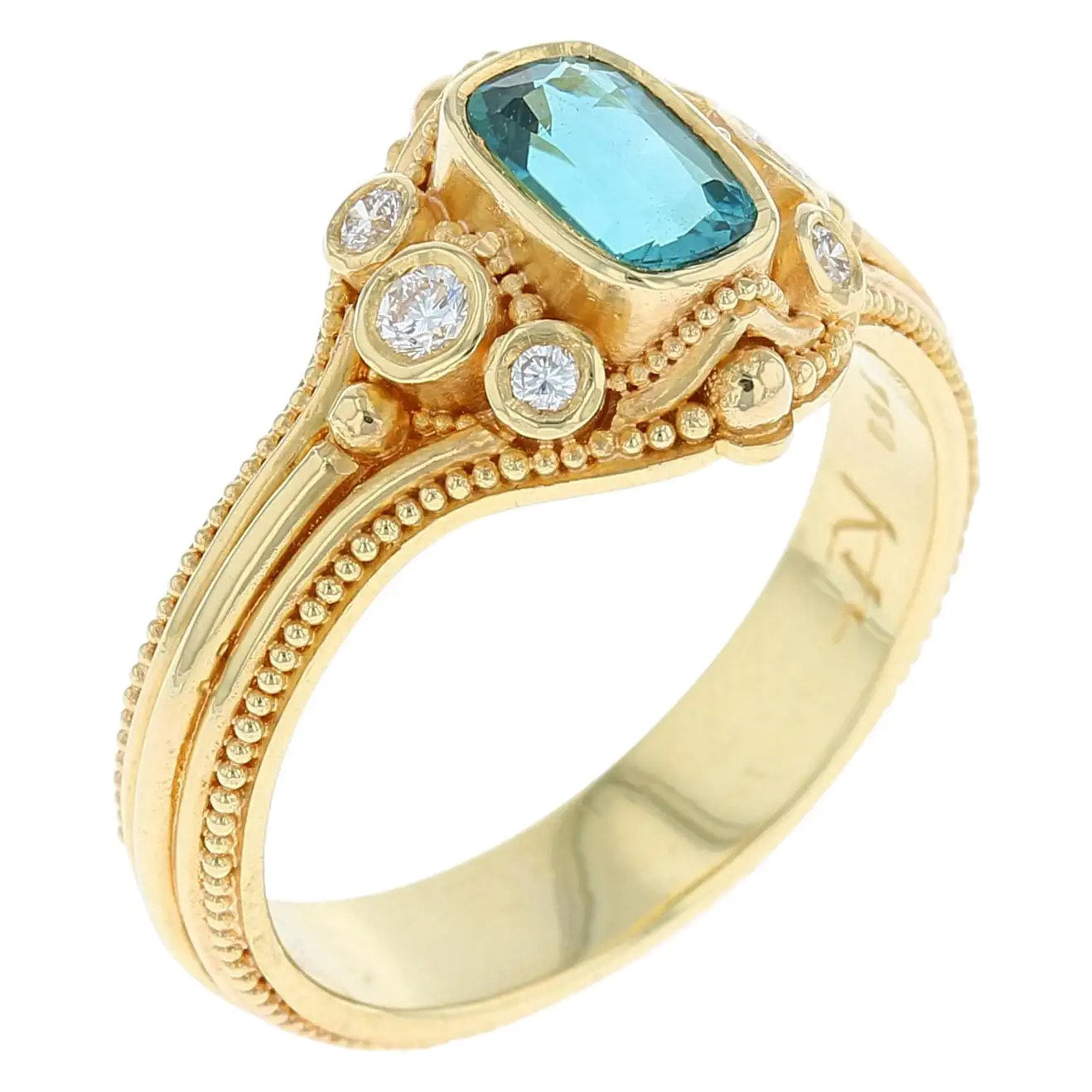 Indicolite Tourmaline, Diamond Cocktail Ring
