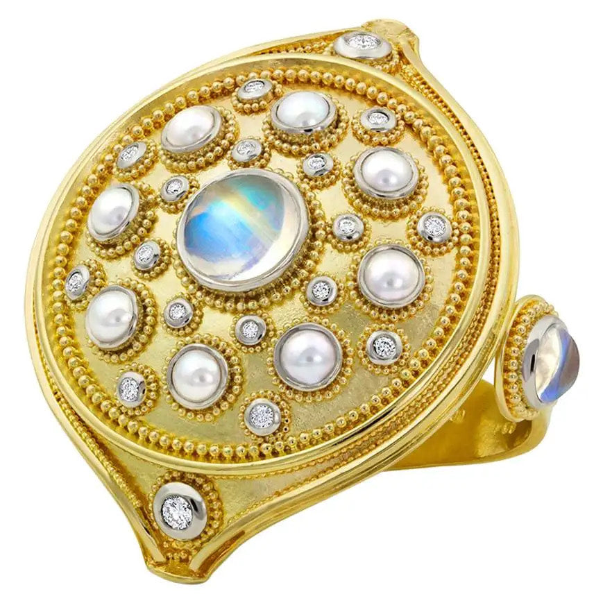 Polka Dot Mandala Hand Ornament in 18K and Platinum