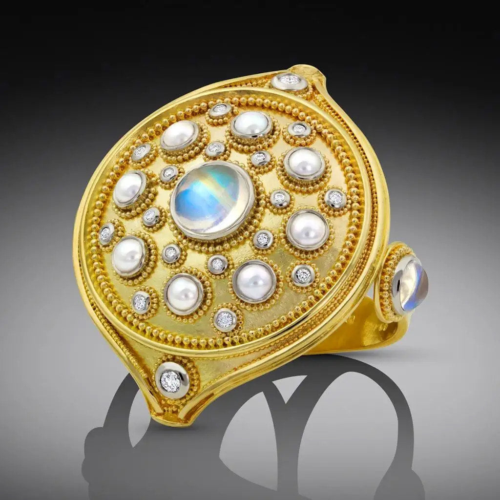 Polka Dot Mandala Hand Ornament in 18K and Platinum