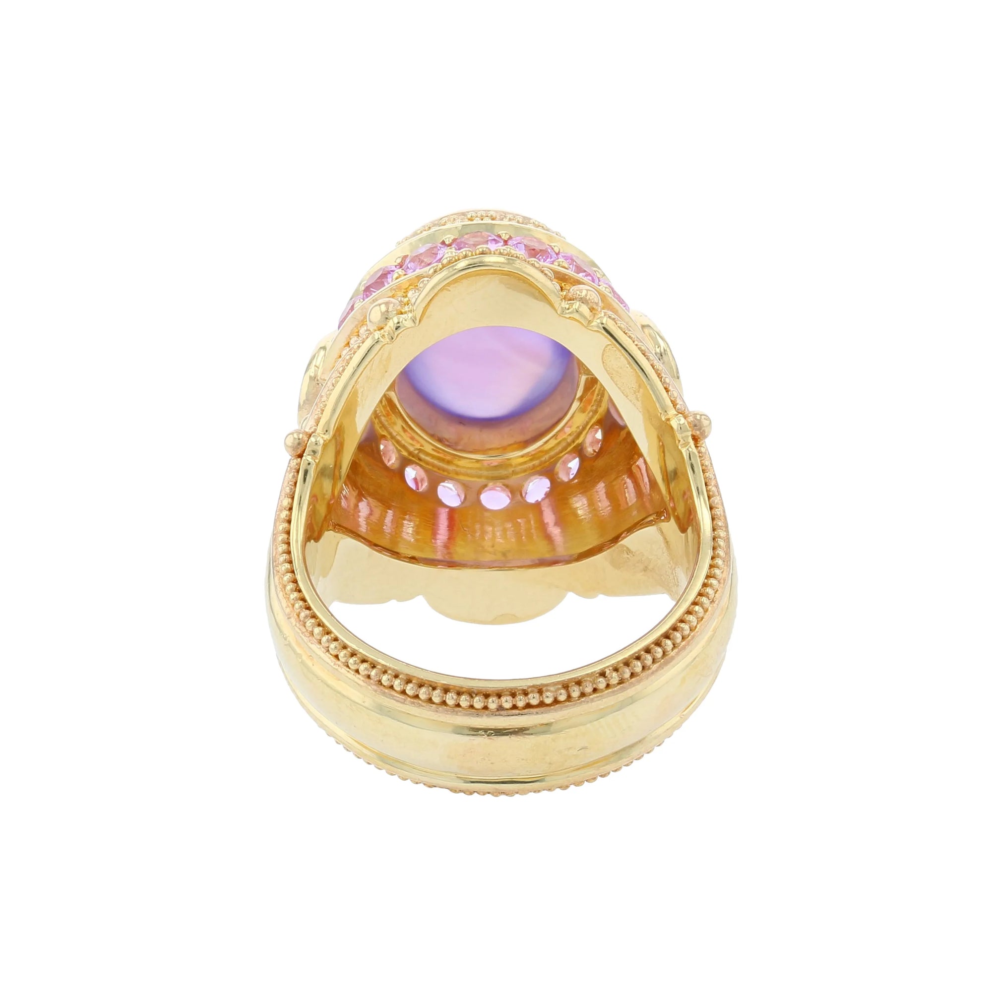 Holly Agate and Pink Sapphire Cocktail Ring