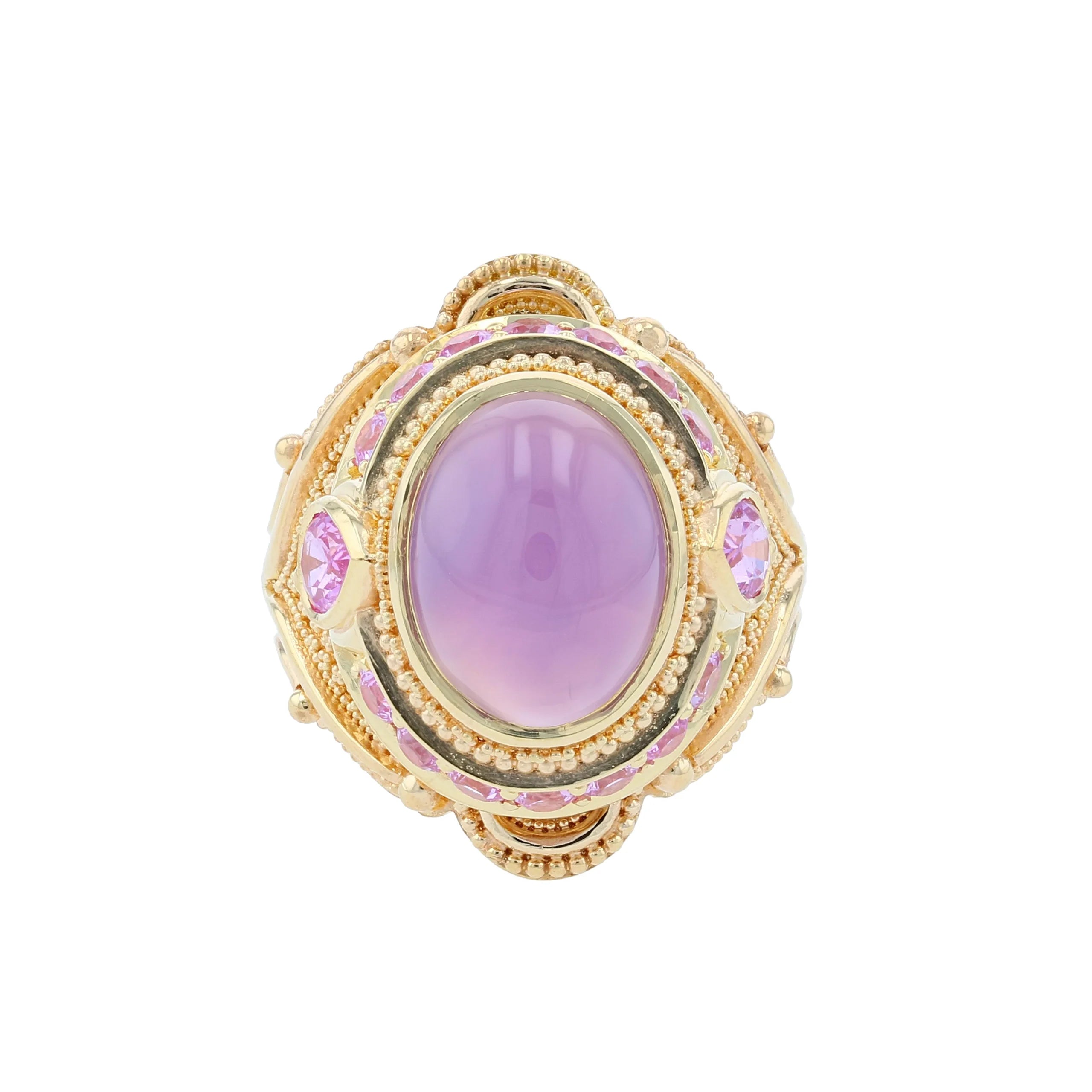 Holly Agate and Pink Sapphire Cocktail Ring