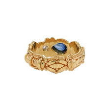 Spontaneity Ring, Blues Sapphire and Intricate Detail