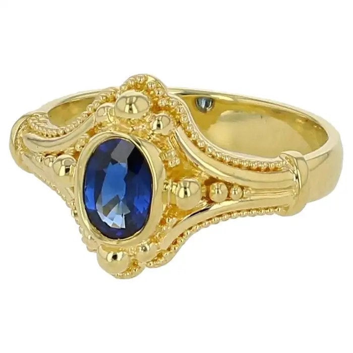 Solitaire Ring with .48 carat Blue Oval Sapphire