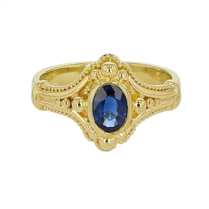 Solitaire Ring with .48 carat Blue Oval Sapphire
