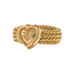 All Gold Heart Ring with a Woven Chain Band