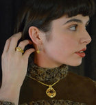All Gold Heart Ring with a Woven Chain Band