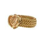 All Gold Heart Ring with a Woven Chain Band