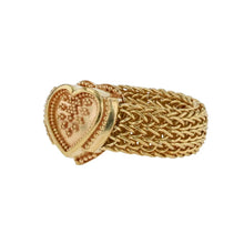 All Gold Heart Ring with a Woven Chain Band