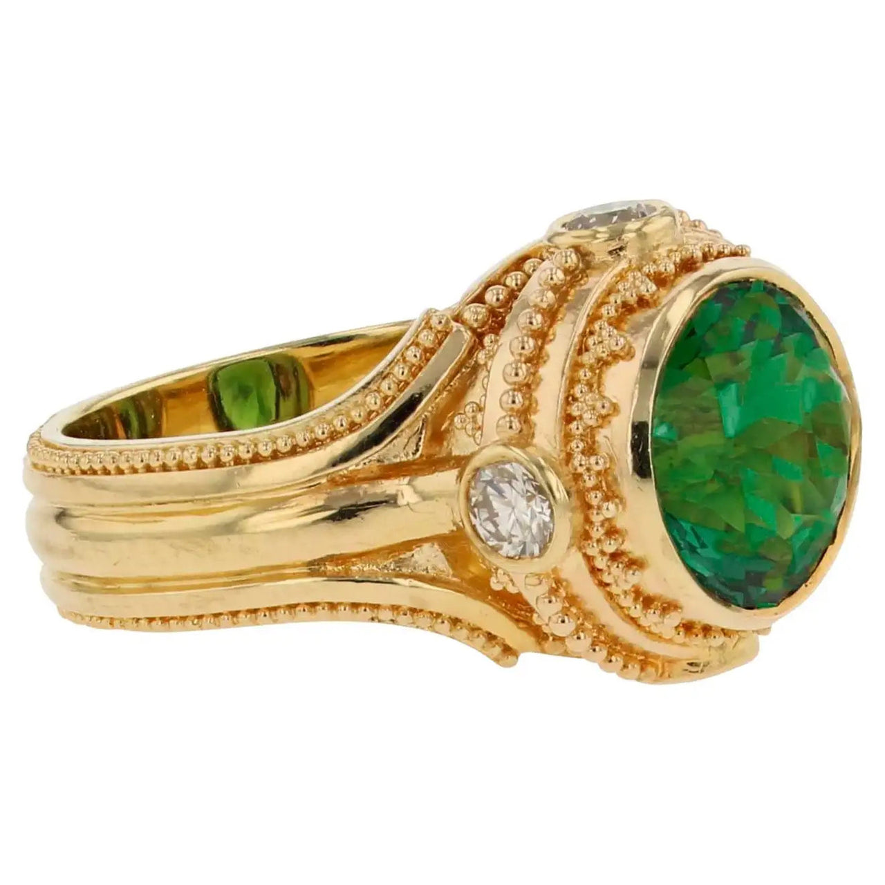 Green Tourmaline and Diamond Cocktail Ring