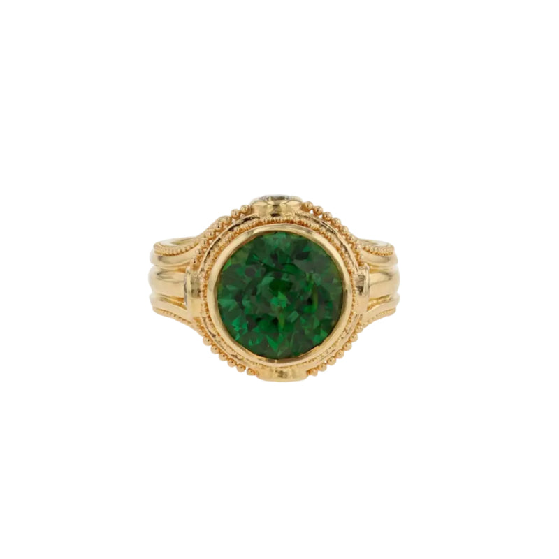 Green Tourmaline and Diamond Cocktail Ring