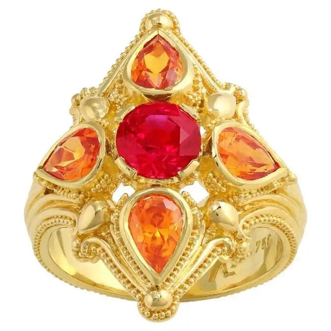 Ruby and Mandarin Garnet Cocktail Ring