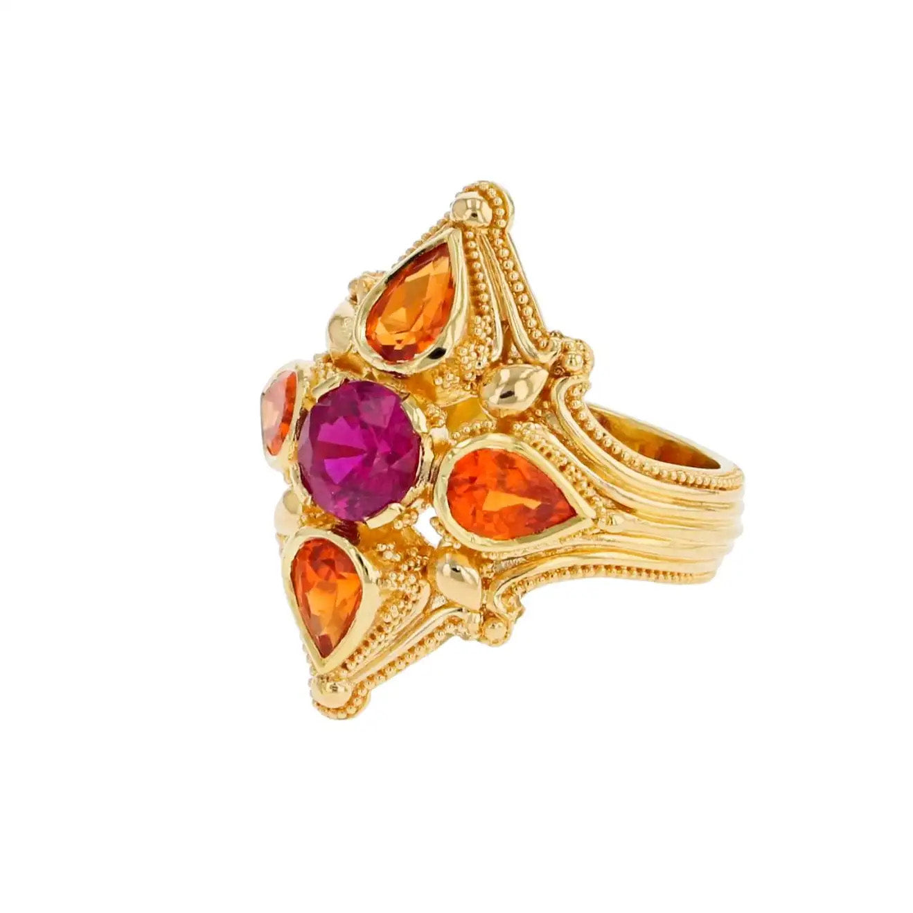 Ruby and Mandarin Garnet Cocktail Ring