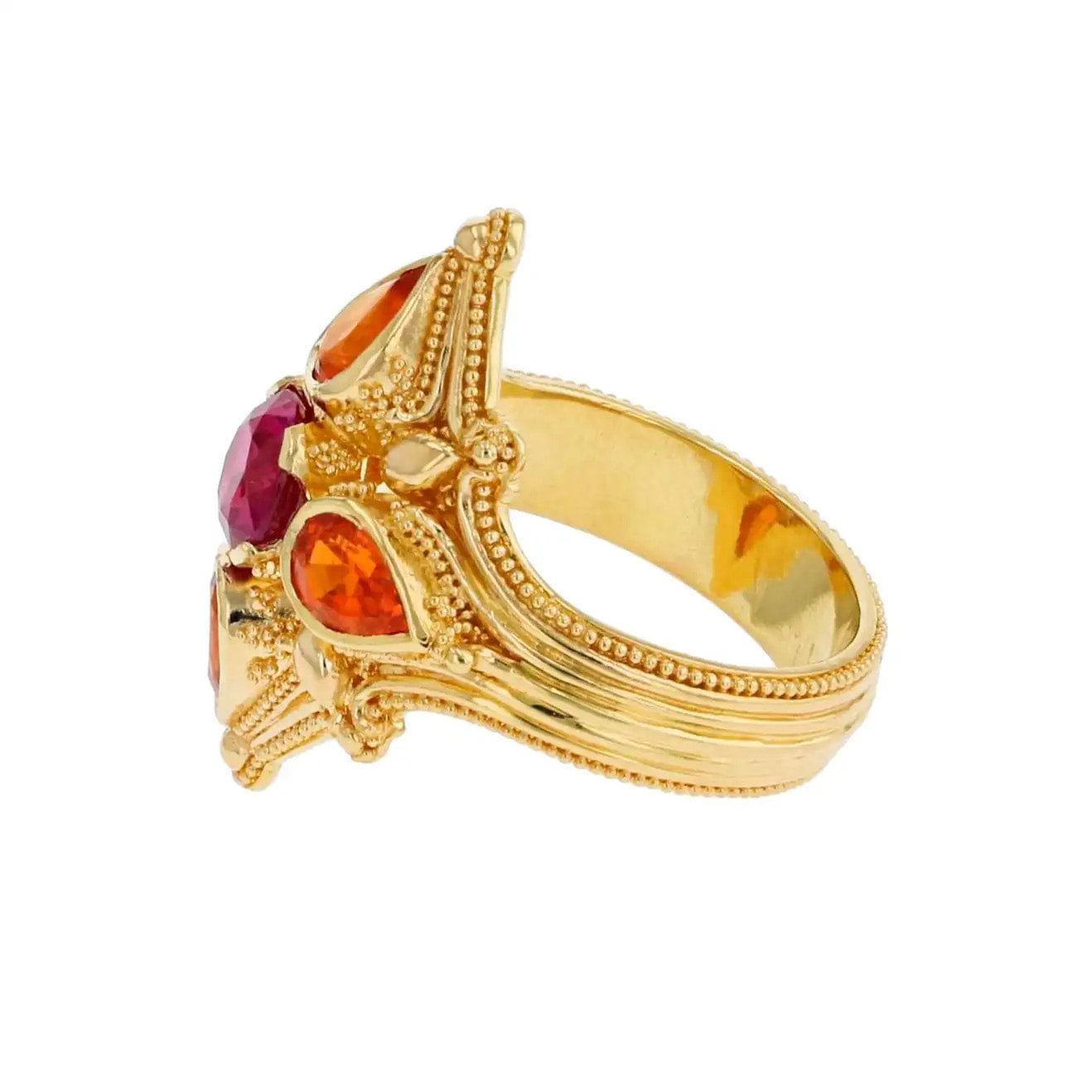 Ruby and Mandarin Garnet Cocktail Ring