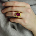 Rubellite Tourmaline, Diamond, Sapphire Cocktail Ring