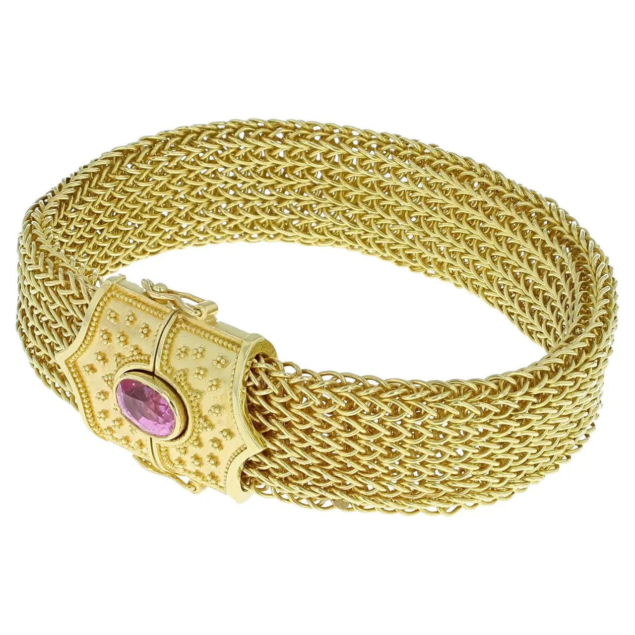 Pink Sapphire Woven Chain Bracelet