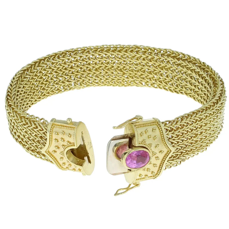 Pink Sapphire Woven Chain Bracelet