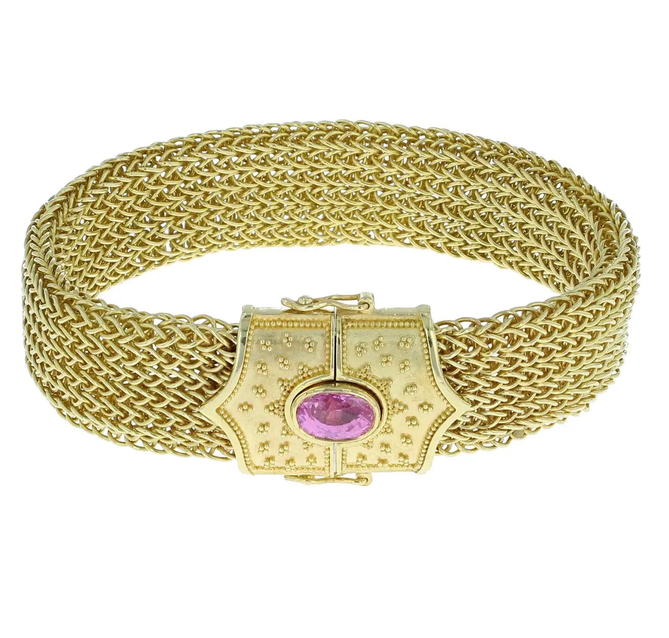 Pink Sapphire Woven Chain Bracelet