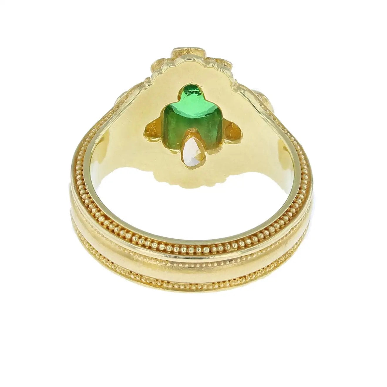 Chrome Tourmaline and Yellow Diamond Cluster Ring