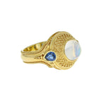 Rainbow Moonstone and Blue Sapphire Dome Ring