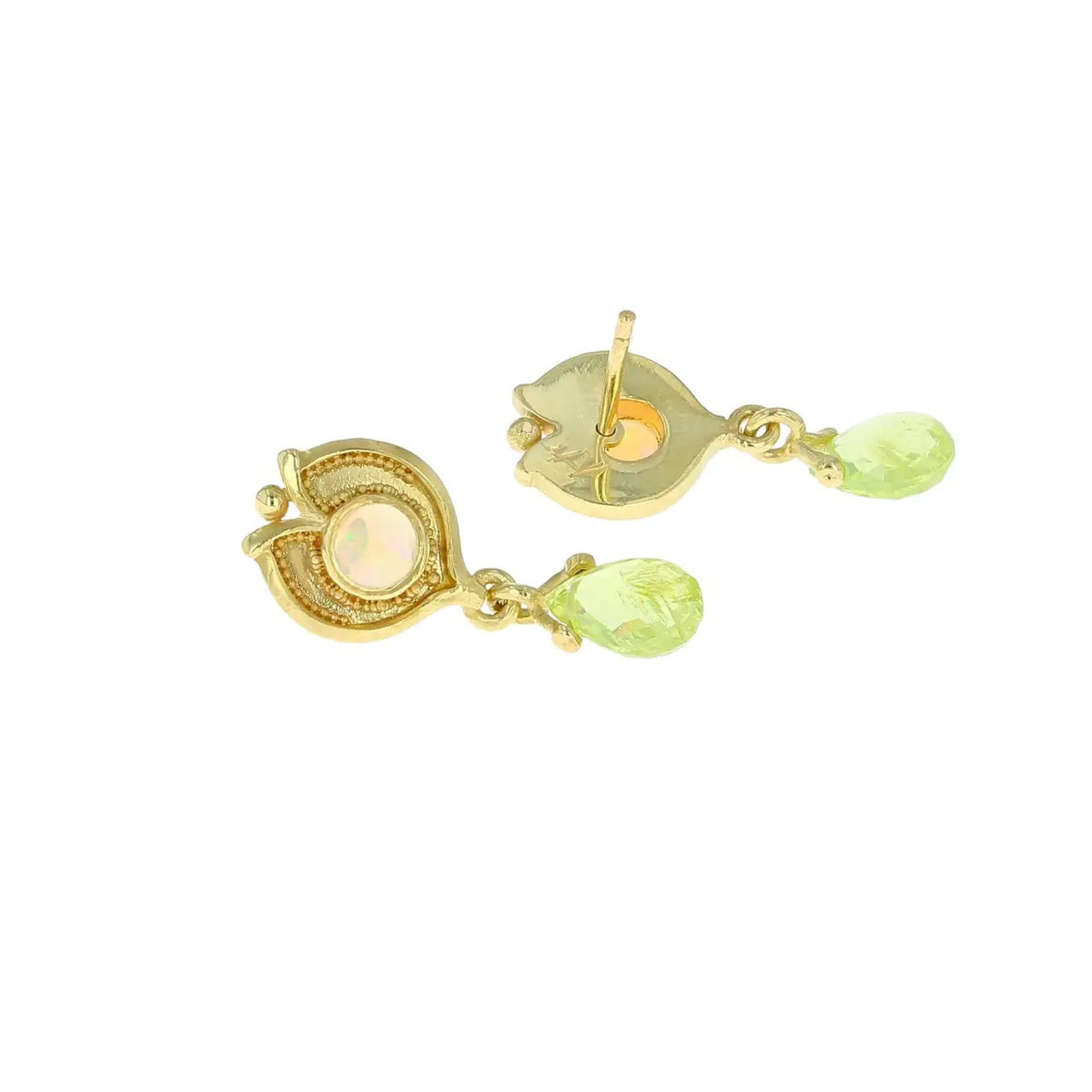 Opal and Chrysoberyl Drop Earrings
