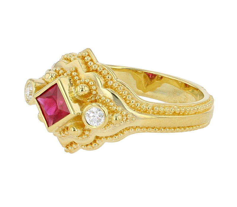 Ruby and Diamond Cocktail Ring
