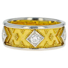 Platinum Band Ring with Diamonds and Granulation