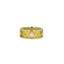 Platinum Band Ring with Diamonds and Granulation